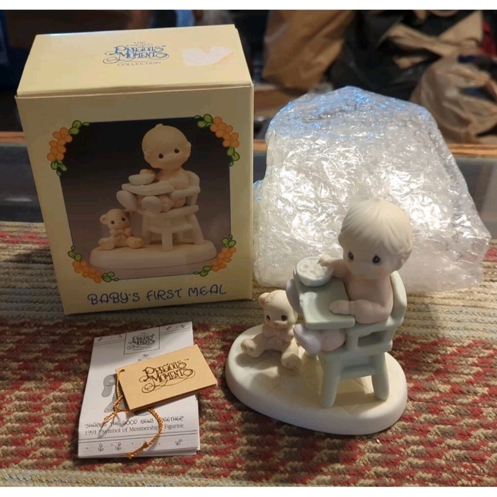 Vintage 1990 Precious Moments Baby's First Meal With Original Box 524077
